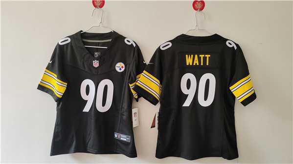 Womens Pittsburgh Steelers #90 T. J. Watt F.U.S.E. Black Vapor Football Stitched Jersey(Run Small)->women nfl jersey->Women Jersey